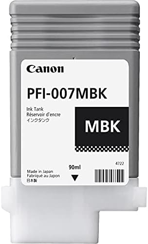 Pacote de tanque de tinta de tinta Canon 90 ml para impressora ImagePrograf IPF670E, consiste em Pfi007bk preto, Pfi007C