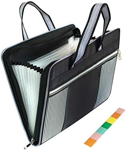 Snailgarden Expanding File Polder-A4 Organizador de arquivos de acordeão por tamanho de letra com alça e organizador de documentos de 13 bolsos à prova de água e água com rótulos coloridos para uso da escola de escritório