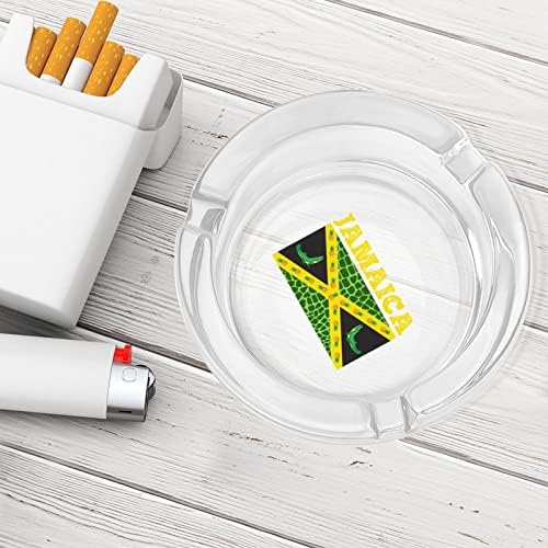 Bandeira do cinzeiro de vidro da Jamaica para cigarros redondo bandejas de cinzas para escritório em casa e restaurantes