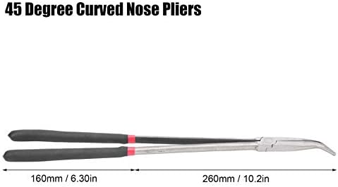 Alicate fafecy de nariz comprido, alicate de nariz, alcance longo, ângulo de 45 graus, alicate curvo, 400 mm/16in, alicate de nariz curvado
