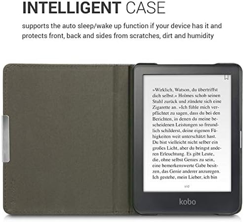 Case Kwmobile Compatível com Kobo Clara HD - Cover de fabrica de tecidos de estilo de livro Flip Folio Case - cinza escuro
