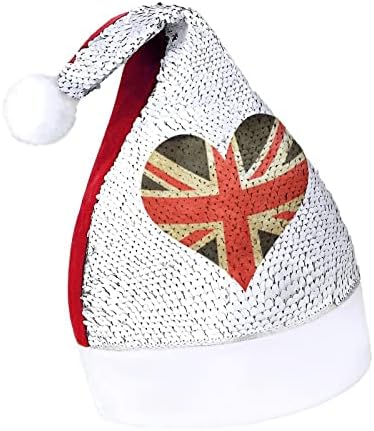 Flag da Inglaterra Flag engraçado chapéu de Natal lantejoulas de Papai Noel Hats para homens Mulheres Decorações de festa