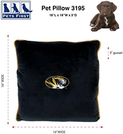 Pets First Collegiate Pet Acessórios, travesseiro de cachorro, Missouri Tigers, 16 x 16 x 3 polegadas