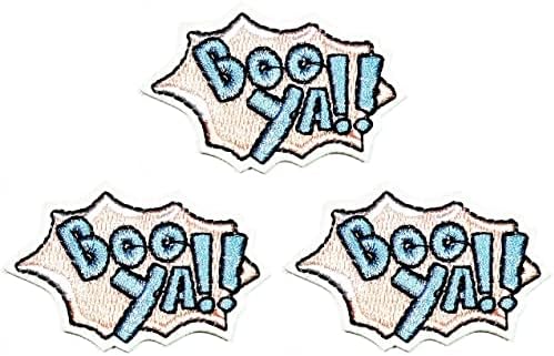 Kleenplus 3pcs. Booya !! Patch desenho animado Palavras engraçadas Palavras de slogan crachado de ferro bordado em patches adesivo