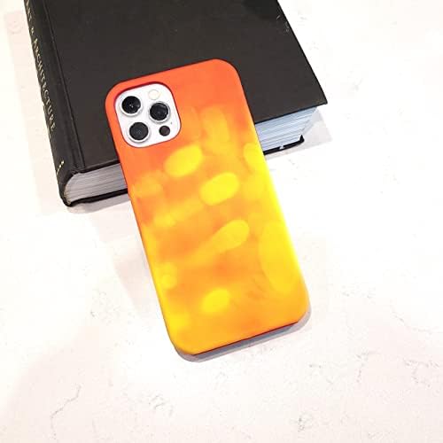 Alteração de cor iPhone 13 Case - Capa de sensor de calor térmico Creative Calor Temperature Sensing Caso para iPhone Caso de proteção anti -arranhão fino para iPhone - laranja/amarelo