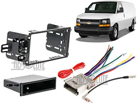 Absolute USA ABS99-2011 se encaixa no Chevy Express Van 2001 2002 Double Din Streoo Harness Radio Install Dash Kit Pacote