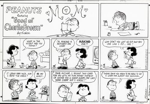 Peanuts Comic Strips de Charles Schulz - Impressão original do Sunday Photostat - 9 de maio de 1971 - Hoje em dia você