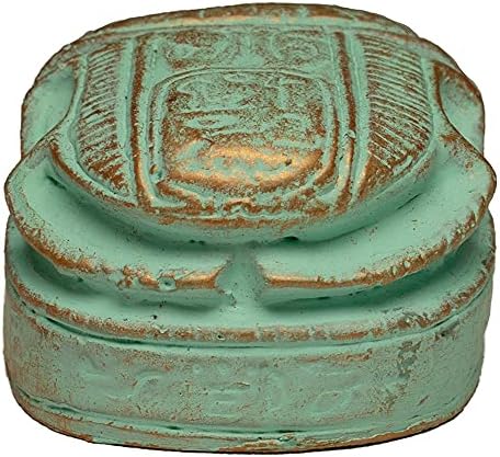 Descobertas Importações egípcias - Patina Scarab Paperweight - 2 Tamanho - Feito no Egito