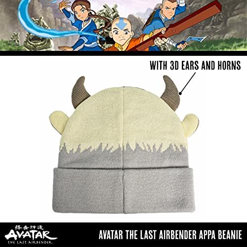 Conceito um Avatar Adulto Unissex O último dobrador de ar Appa acrílico de malha de inverno com chapéu de gorro, multi,