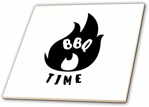 3drose 3drose - Rosette - BBQ Vida - Timer de churrasco preto e branco - azulejos