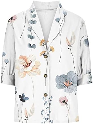Mulheres curtas 1/2 blusa de manga Videira Floral Tops Turtle Cardigan Cardigan Botão da blusa de outono de inverno 2023 LX
