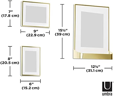 Galeria de Matinee de Umbra Conjunto de Molduras 5 Pacote, 4x6, 5x7, 8x10, Brass