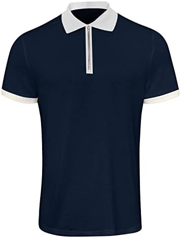 Camiseta de mangas curtas de poliéster sólida Gents outono de outumn plus size half-zip cool camiseta de botão de conforto