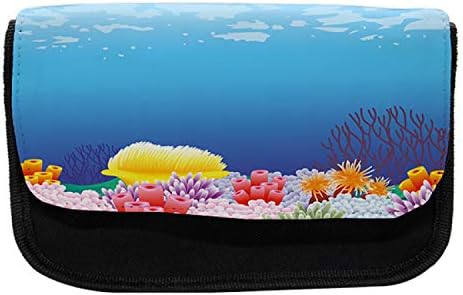 Caixa de lápis de aquário lunarável, variedade de corais coloridos, bolsa de lápis de caneta com zíper duplo, 8,5 x 5,5, multicolor
