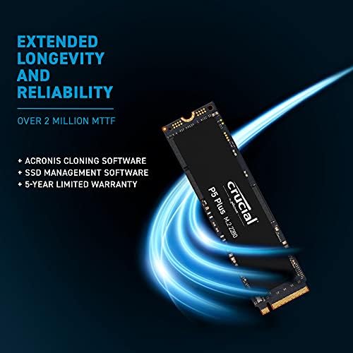 P5 mais crucial 2tb PCIE 4.0 3D NAND NVME M.2 Gaming SSD + Micro conectores M.2 SSD 5mm de baixo perfil