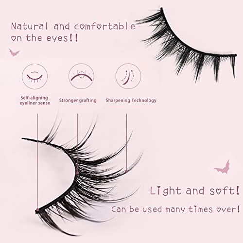 Anime Cosplay Manga Lashes, 15mm 3D cílios espetados para aparência natural reutilizável 5 pares cílios falsos, perfeitos