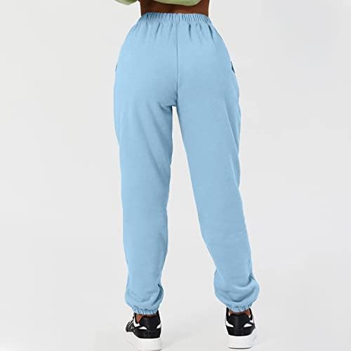 Calça de moletom para o jogador de fundo feminino solto solto sólido ultra-shofft atlético corredores calças de lã com bolsos