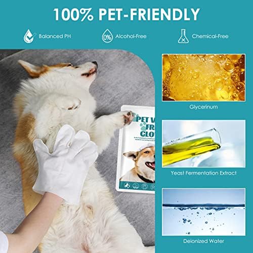 Limpos de limpeza de cães qqcherry lenços lenços de limpeza e luvas de limpeza para animais de estimação para cães de gatos, gentil