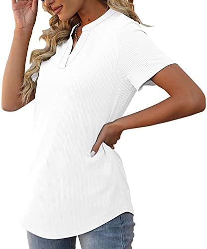 Camisa de blusa de fit lief para meninas para meninas roupas de verão moda moda de manga curta v pescoço casual camiseta