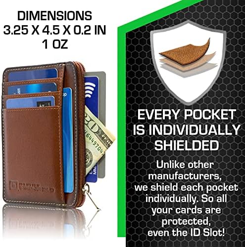 Stronghold de identificação Carteira de bolso dianteiro RFID Mini carteira minimalista Slim Carteira Couro genuíno com