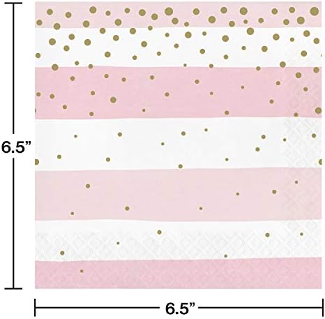 Converter criativo 346285 faixas e pontos para almoçar guardanapos, rosa/ouro, 6,5 , 16 ct.