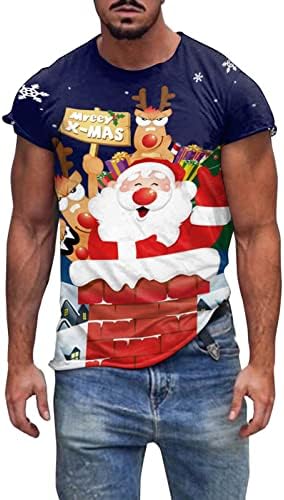 ZDDO Christmas Men's Designer T-shirts de manga curta, rua 3D engraçado Natal Santa Claus Tee ROVA FESTIDA T TOPS