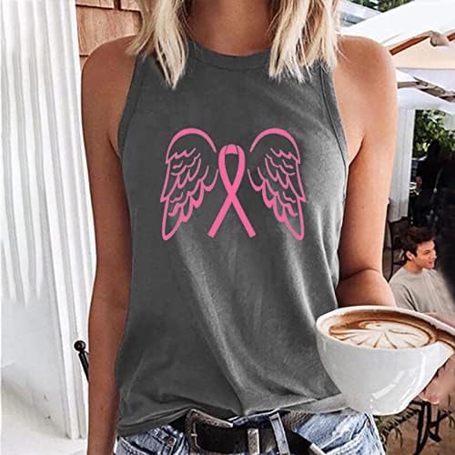 Tee de blusa gráfica para o outono feminino Summer Summer Sleesess Fashion Crewneck Cotton Cancer de mama Consciência Blusa