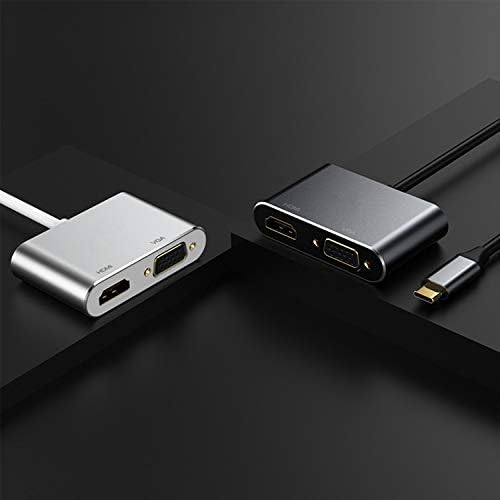 Adaptador USB C a HDMI + VGA, 2 em 1 USB tipo C a 4K HDMI + VGA Sync-Display Converter Solução de vídeo compatível com