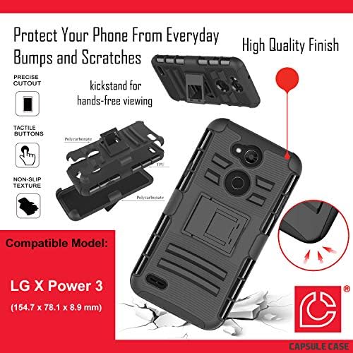 Caso Moriko Compatível com LG X Power 3 [Camada de armadura Proteção de queda de choque à prova de choque CLIP COMBO COMBO