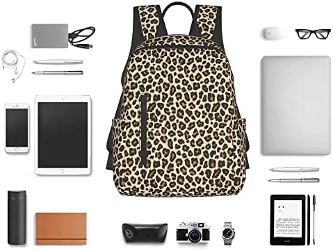 FUFUMALL 14,7 polegadas Backpack Backpack Zipper leve Daypack, Animal Leopard Brown Marrom estilo fofo de mochilas pequenas de mochilas