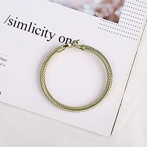 HX Compartilhe pulseira de cabo torcida elegante pulseira de cabo de aço inoxidável fino com jóias de braceletes de fecho de gancho