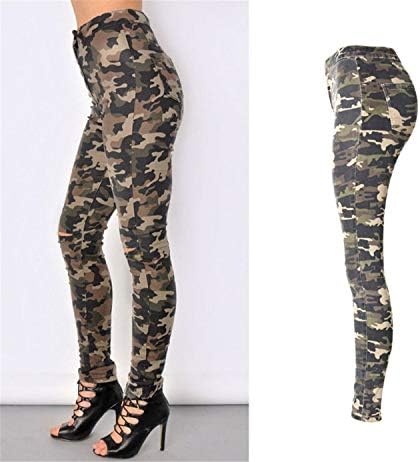 Andongnywell Women camuflaflage leggings moda de maneira plus sizes sport hole hole calças casuais