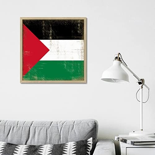 Farmhouse emoldurou o sinal de madeira da família Palestina Decoração de arte de parede para janelas Frames vintage SIGN Wood City Flag de lembrança da parede da parede Decoração de parede Retir 12x12in