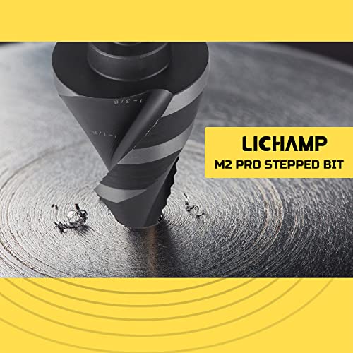 LICHAMP UNIBIT Etapa Bit para metal, broca genuína m2 bit de passo para serviço pesado de metal duro, 19 tamanhos de 3/16 a 1-3/8,