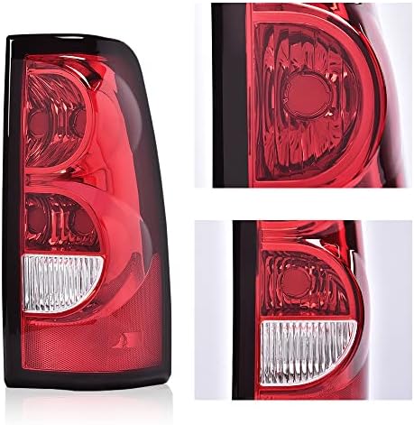 Luzes traseiras transparentes G-PLUS compatíveis com 2003 2004 2005 2006 Chevy Silverado Red GM2800174, GM2801174