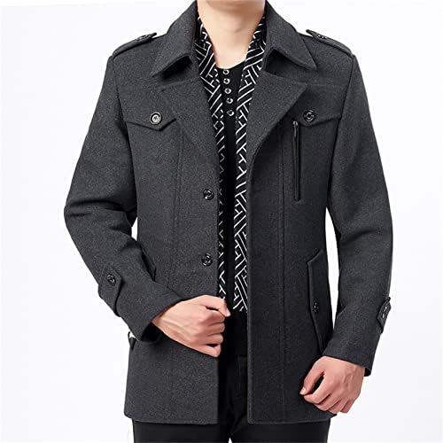 Maiyifu-gj Men com cachecol elegante e elegante casaco de lã de lã de inverno Business Business Trench Casacs Slim Fit Warm