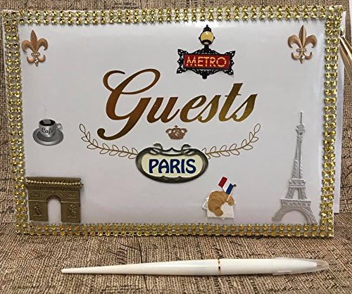 Livro de visitas de Paris com caneta para casamentos doces de 16 anos presente de aniversário