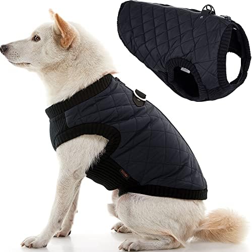 Jaqueta de cachorro de moda gooby - preto, pequeno - colete de bombardeiro de cachorro com desfiladeiro com dupla coleira