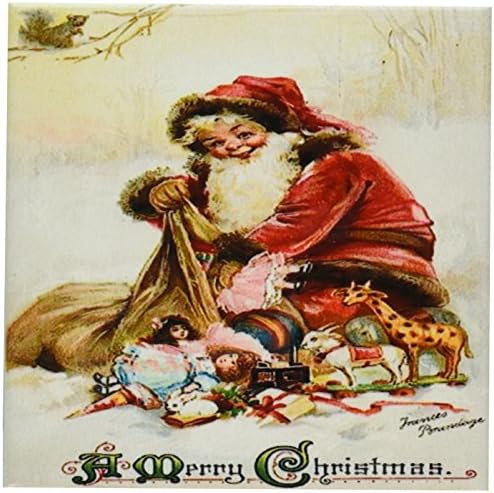 3drose ct_46994_2 Natal vintage, Papai Noel, Natal, vintage, feliz natal, nostálgico, azulejo de cerâmica de férias, 6 polegadas