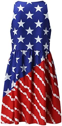 4 de julho Vestido de verão para mulheres Casual Bohemian Dress USA Flag Flag Scoop Neck Flowy Mini Beach Sundress