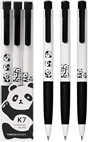 KACO 3 peças Cute Panda Gel Ink preto conjunto de canetas de 0,5 mm, todo tinta preta, material escolar de escritório