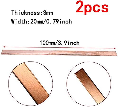 Folha de cobre pura de Yiwango 2pcs 100mm/3. 9 polegadas T2 Cu de metal barra plana artesanato de metal Diy Largura 20mm/0,79 , 4mm20mm100mm Folha de cobre puro)