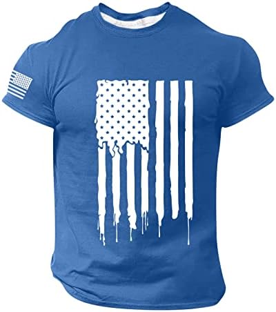T-shirt de bandeira americana masculina Manga curta 4 de julho camise