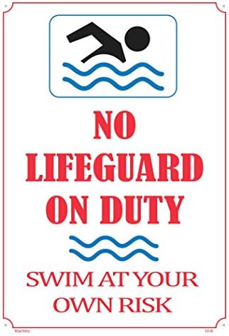 Nenhum salva-vidas no plantio nadar por seu próprio sinal de risco-sinal de segurança da piscina, um design vívido mais proteção