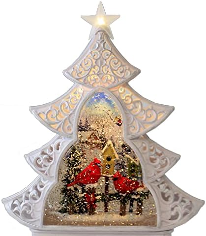 Roman Christmas Tree Cardinal Impred Scene Led Swirl Dome