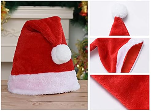 6 Pacote de Natal Papai Noel Hat para luxuoso Chapéu de Natal unissex com pompomas Festas de fantasia Decorar vermelho