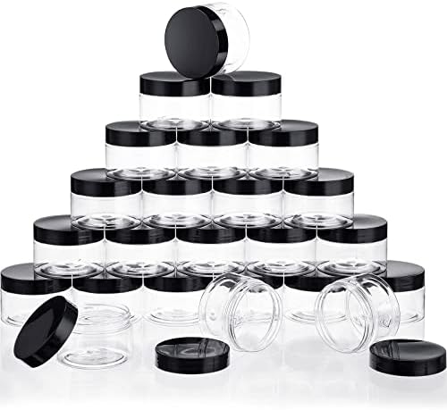 Cetinior 24 peças vazias de frascos de plástico transparente com tampas de contêineres de armazenamento redondo de boca