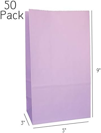 Bolsa de favor da festa - 50 Pack Pack Purple Lavender Lilac Paper Kraft Lunch Gream Sacos de tratamento ideal para chá de bebê, festa