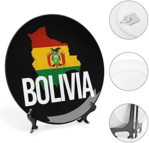Mapa da Bolívia e Bandeira Placa decorativa de cerâmica pendurada com exibição Presentes de casamento personalizados