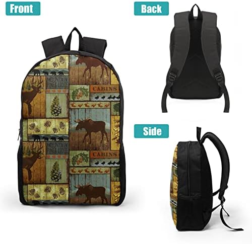 Nerxy Hunting Deer School Backpack 3pcs/conjunto para caminhada de viagem Livro de cabine leve com recipiente de alimentos